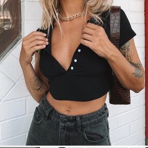 Princess Polly black crop top